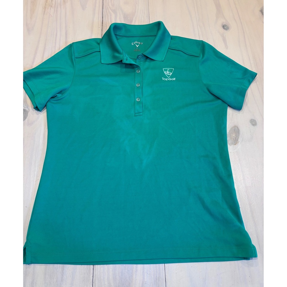 Callaway Women's TopGolf Embroidered‎ Polo Shirt Teal Green Size M Short Sleeve